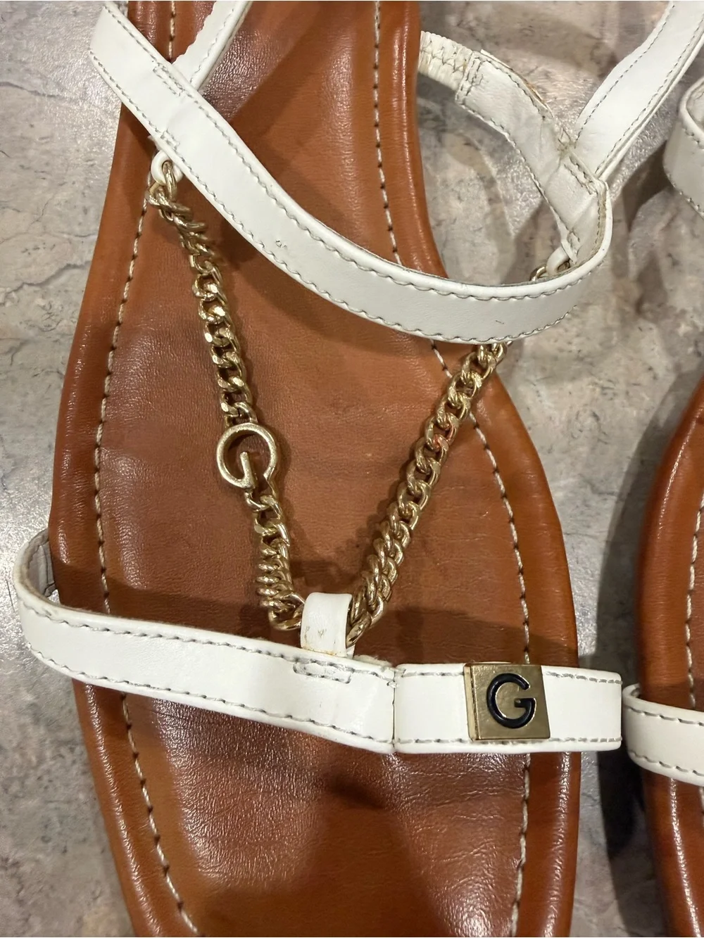 GBG Loss Angeles Chain Thong Sandals with Brown Footbed